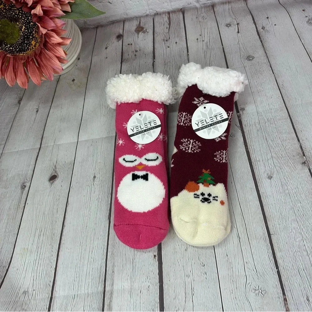 boutique YELETE NWT kids sherpa lined socks small/medium christmas holiday